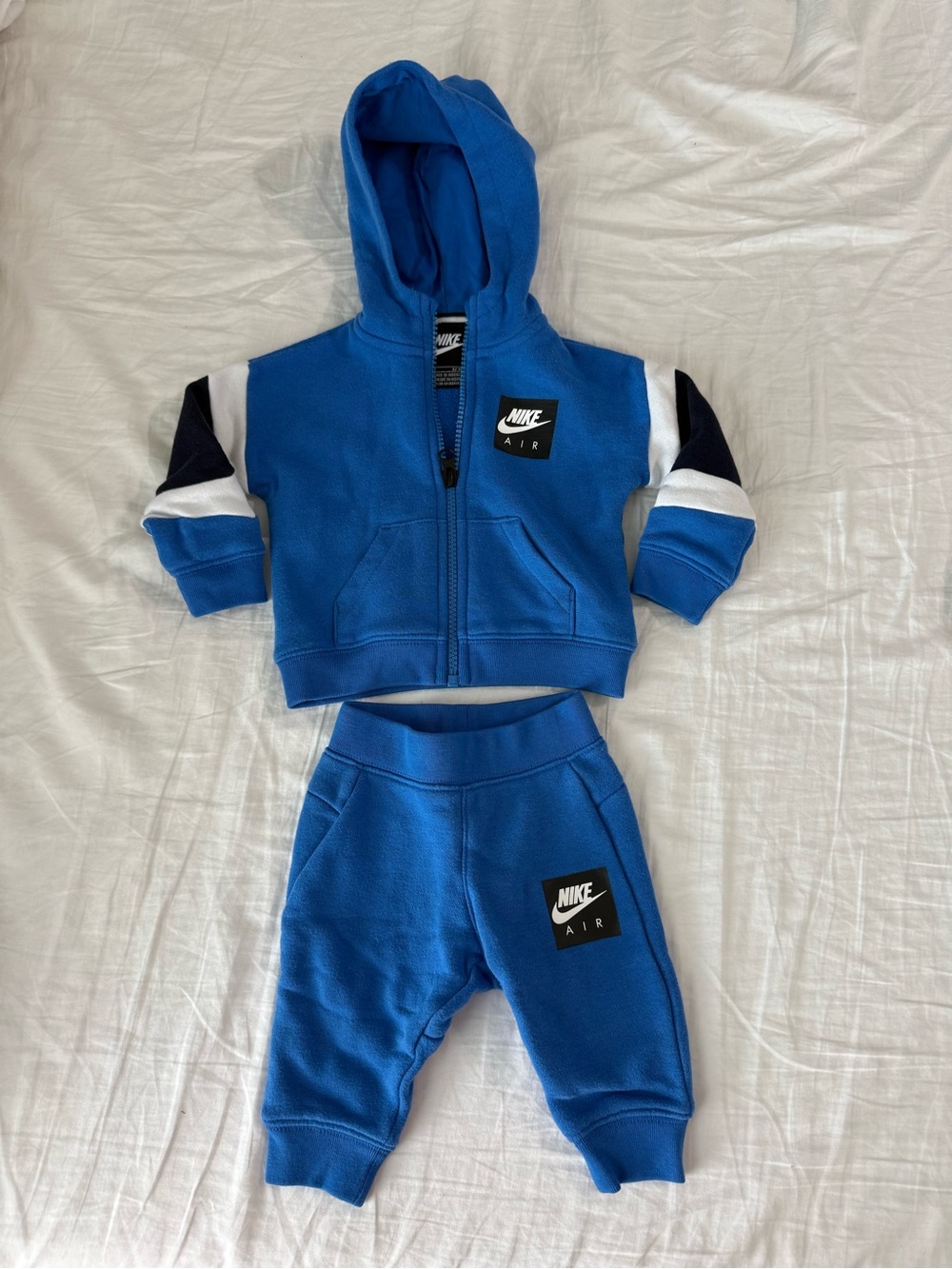 Nike Blue Hooded Zip-Up Baby Jacket with Nike Air Patch
